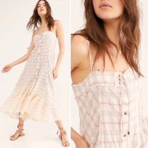 NWOT Free People Plaid City Maxi Top
